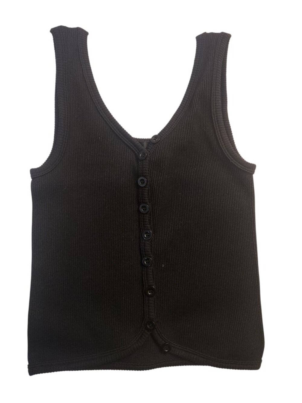 NWOT Dynamic Tank Top Size S Black Stretch Pullover Buttons Sleeveless